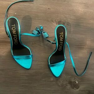 TOM FORD padlock Turquoise stiletto sandals